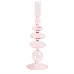 Pink Glass Candle Holder
